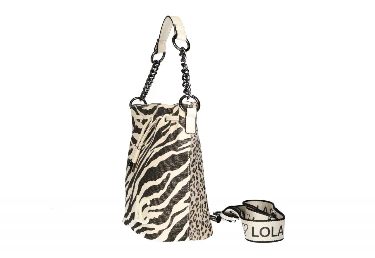 Judas Tejido Beige Estampado Cebra y Animal Print Logo Lc