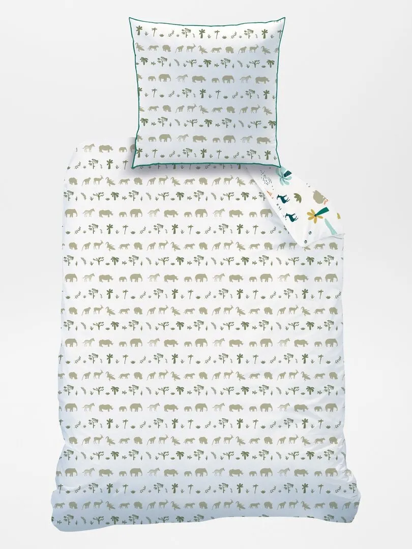 JUEGO DE CAMA INDIVIDUAL REVERSIBLE  BLANCO