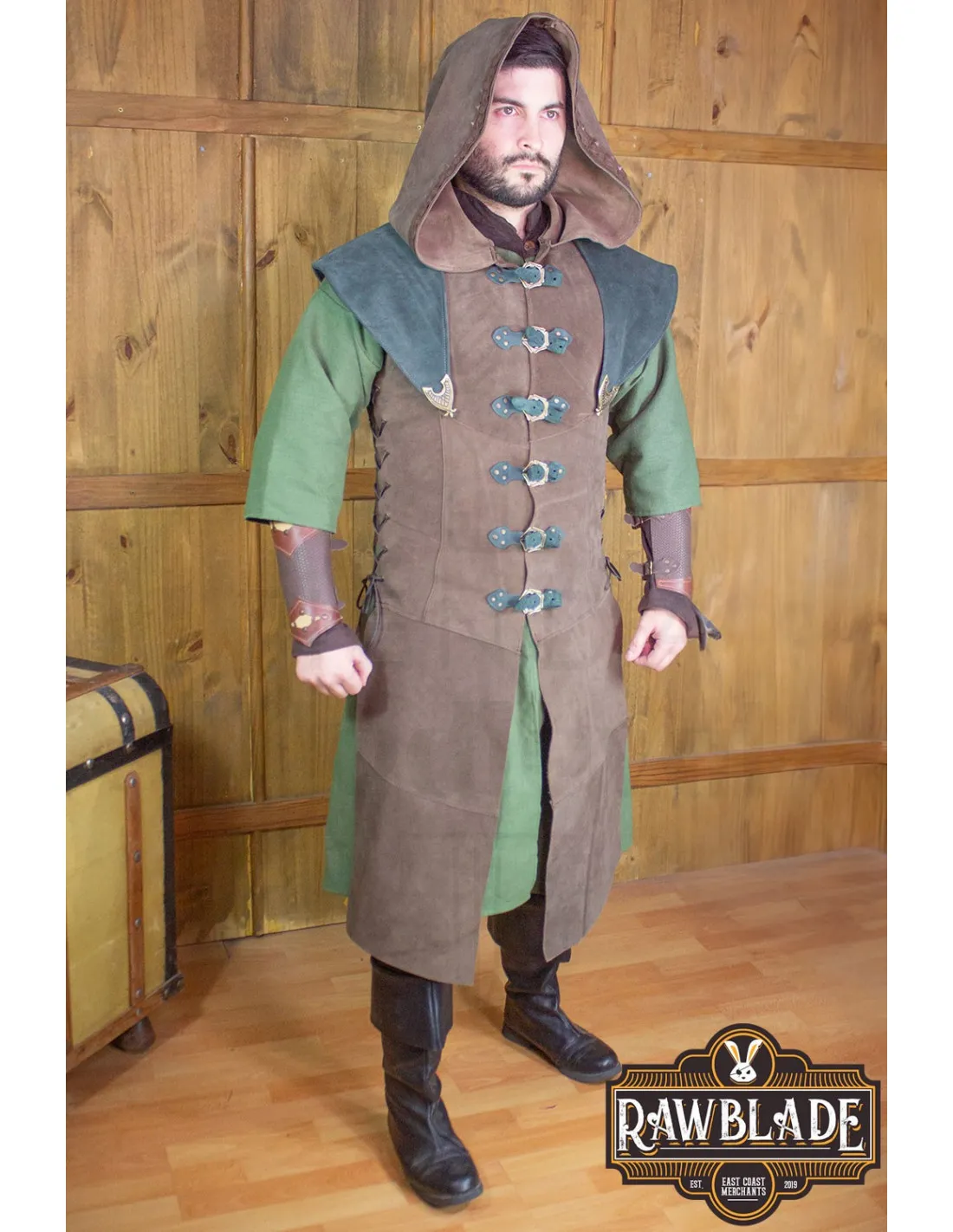 JUSTILLO MEDIEVAL DE CUERO MODELO KARANTHIR, MARRóNVERDE