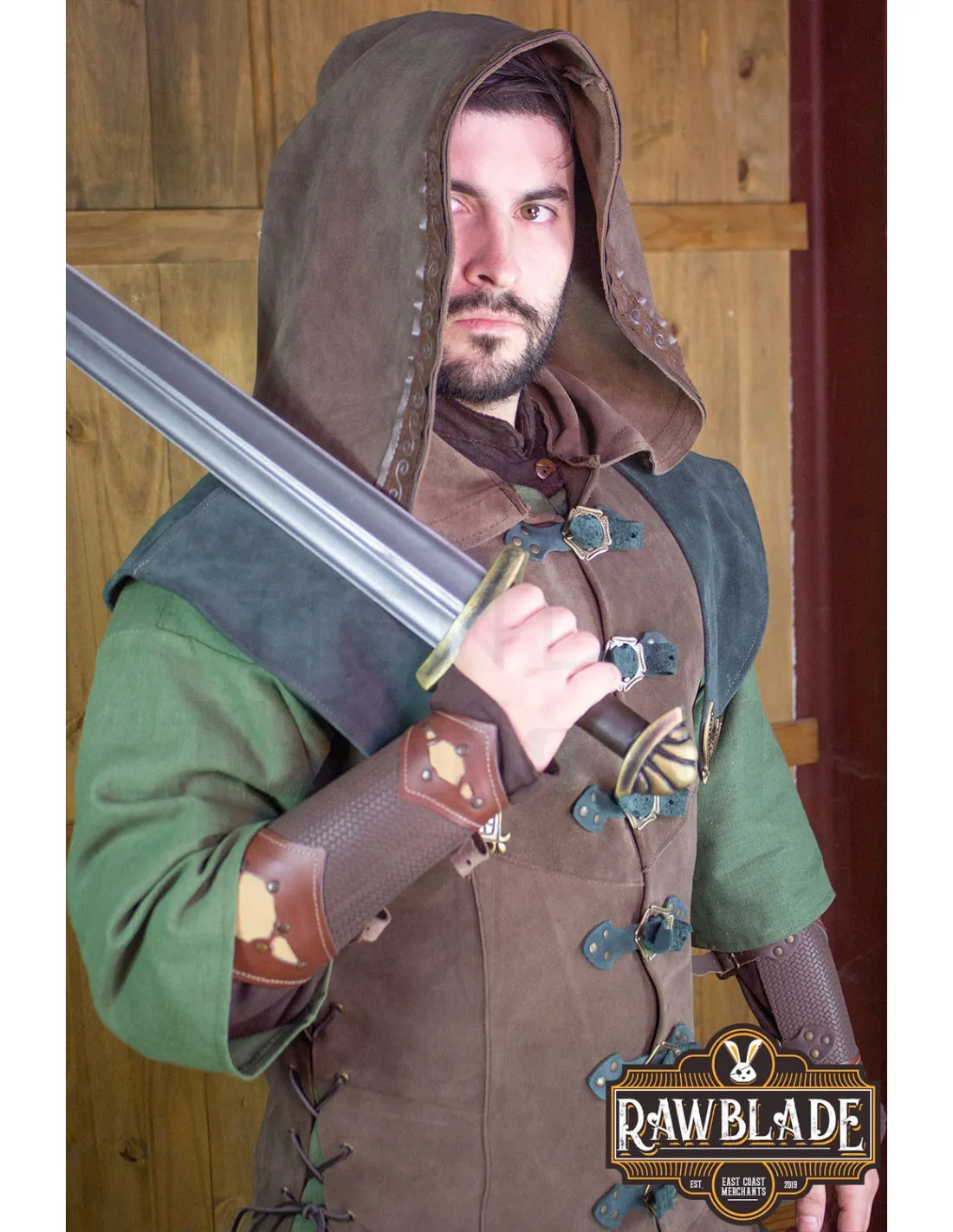 JUSTILLO MEDIEVAL DE CUERO MODELO KARANTHIR, MARRóNVERDE