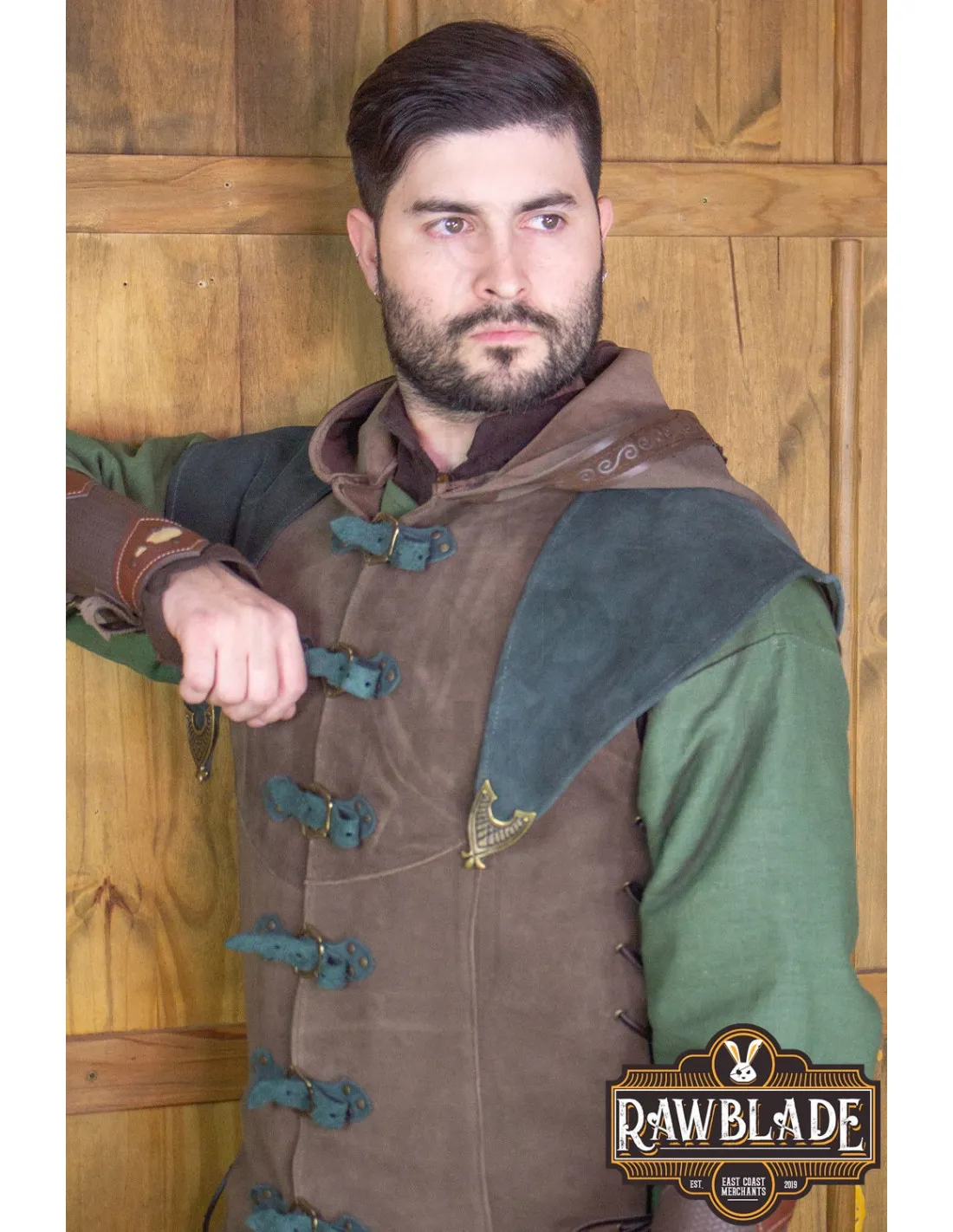 JUSTILLO MEDIEVAL DE CUERO MODELO KARANTHIR, MARRóNVERDE