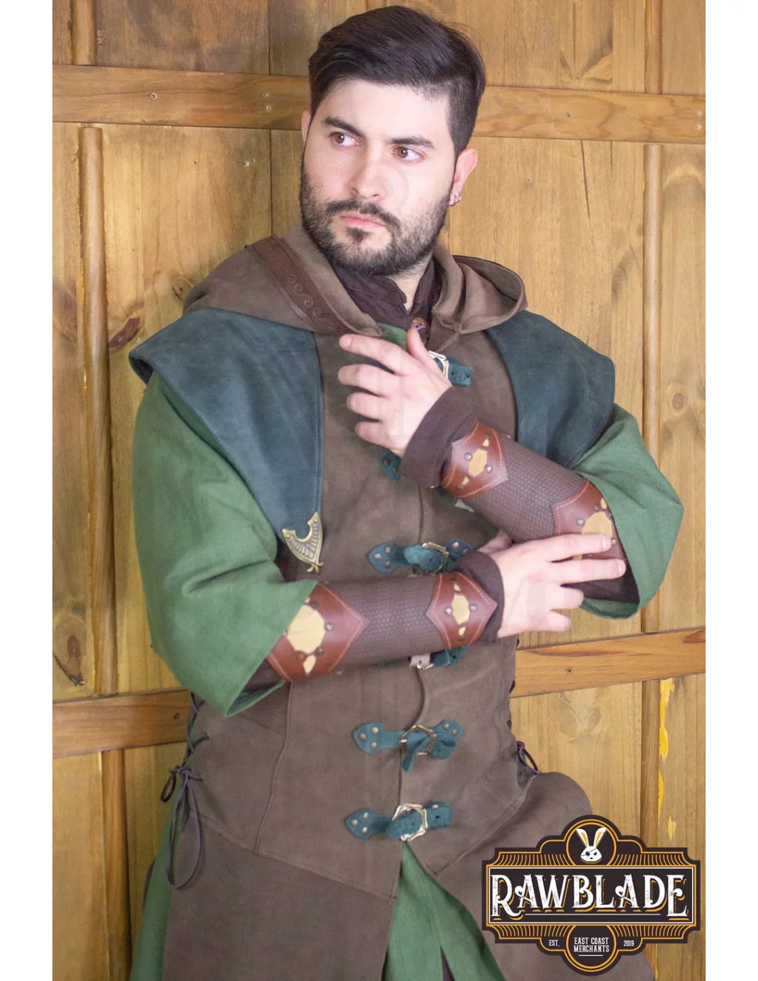 JUSTILLO MEDIEVAL DE CUERO MODELO KARANTHIR, MARRóNVERDE