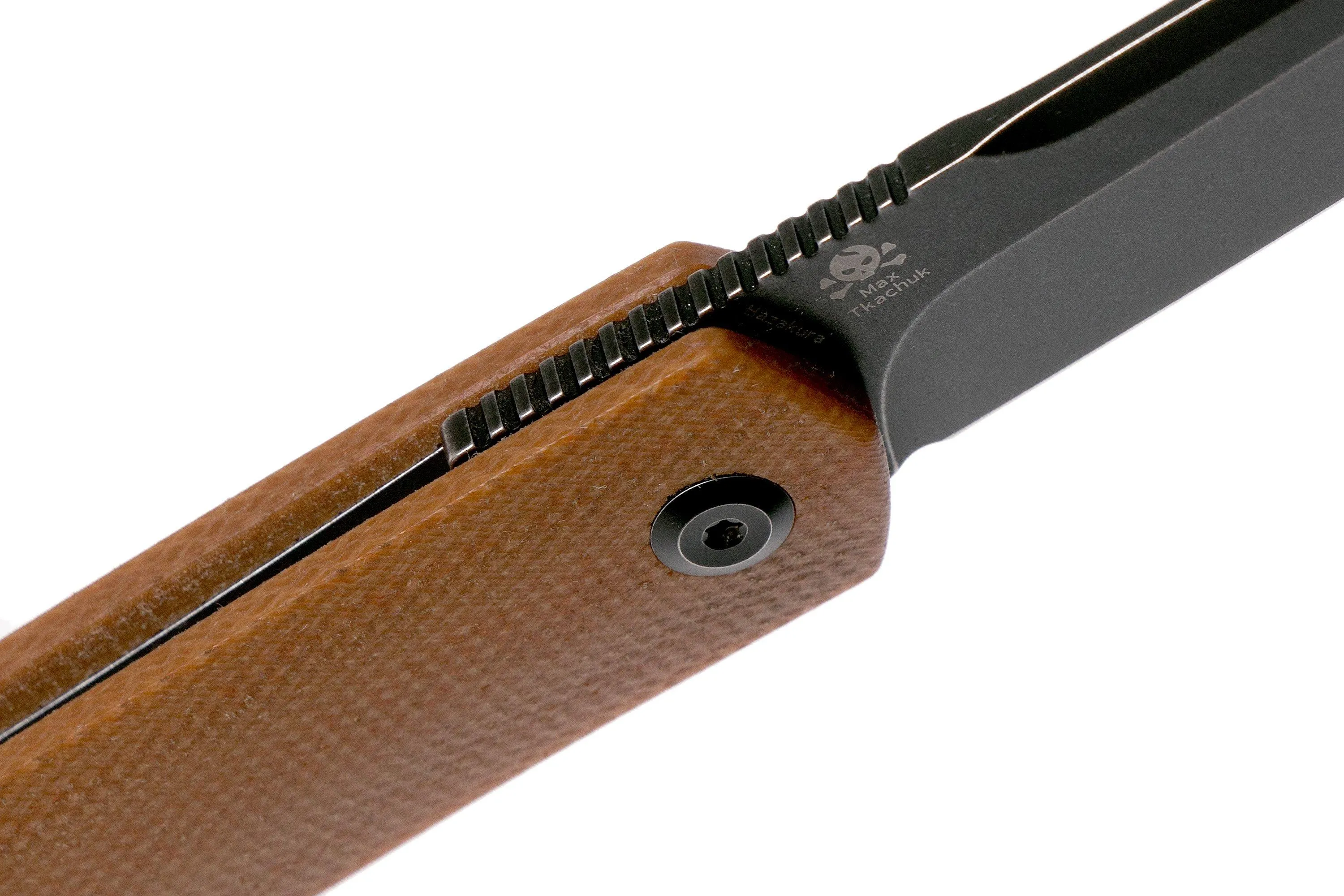 Kansept Hazakura T1019C5 Brown Micarta navaja, Max Tkachuk design