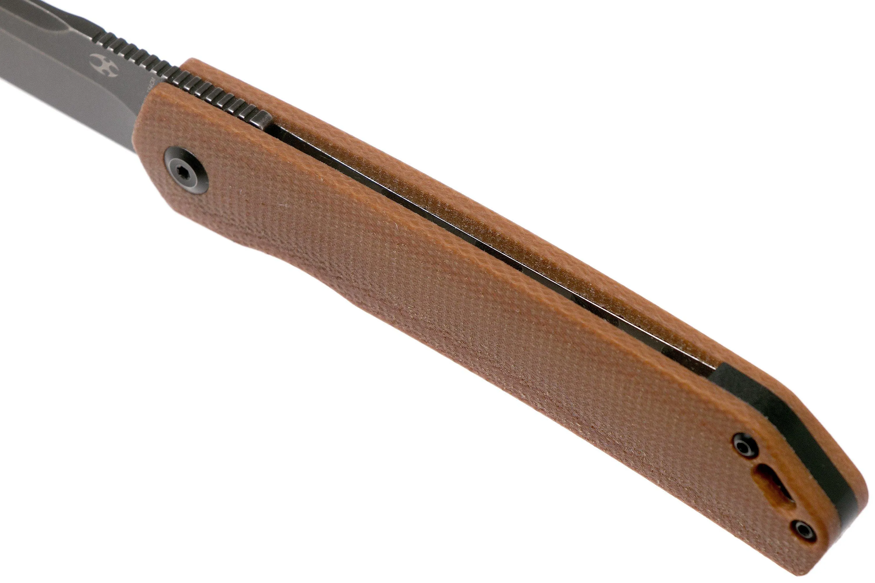 Kansept Hazakura T1019C5 Brown Micarta navaja, Max Tkachuk design