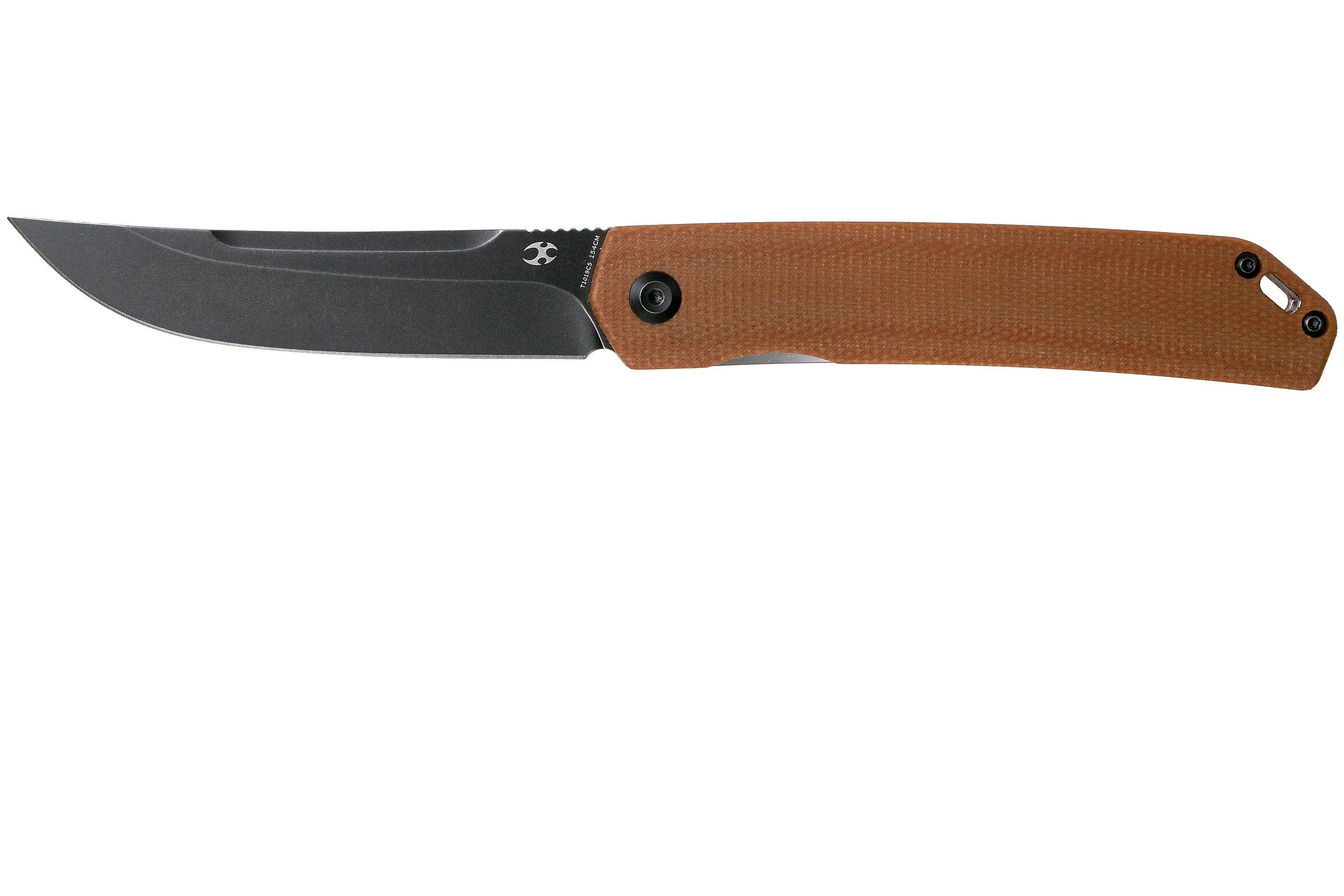 Kansept Hazakura T1019C5 Brown Micarta navaja, Max Tkachuk design
