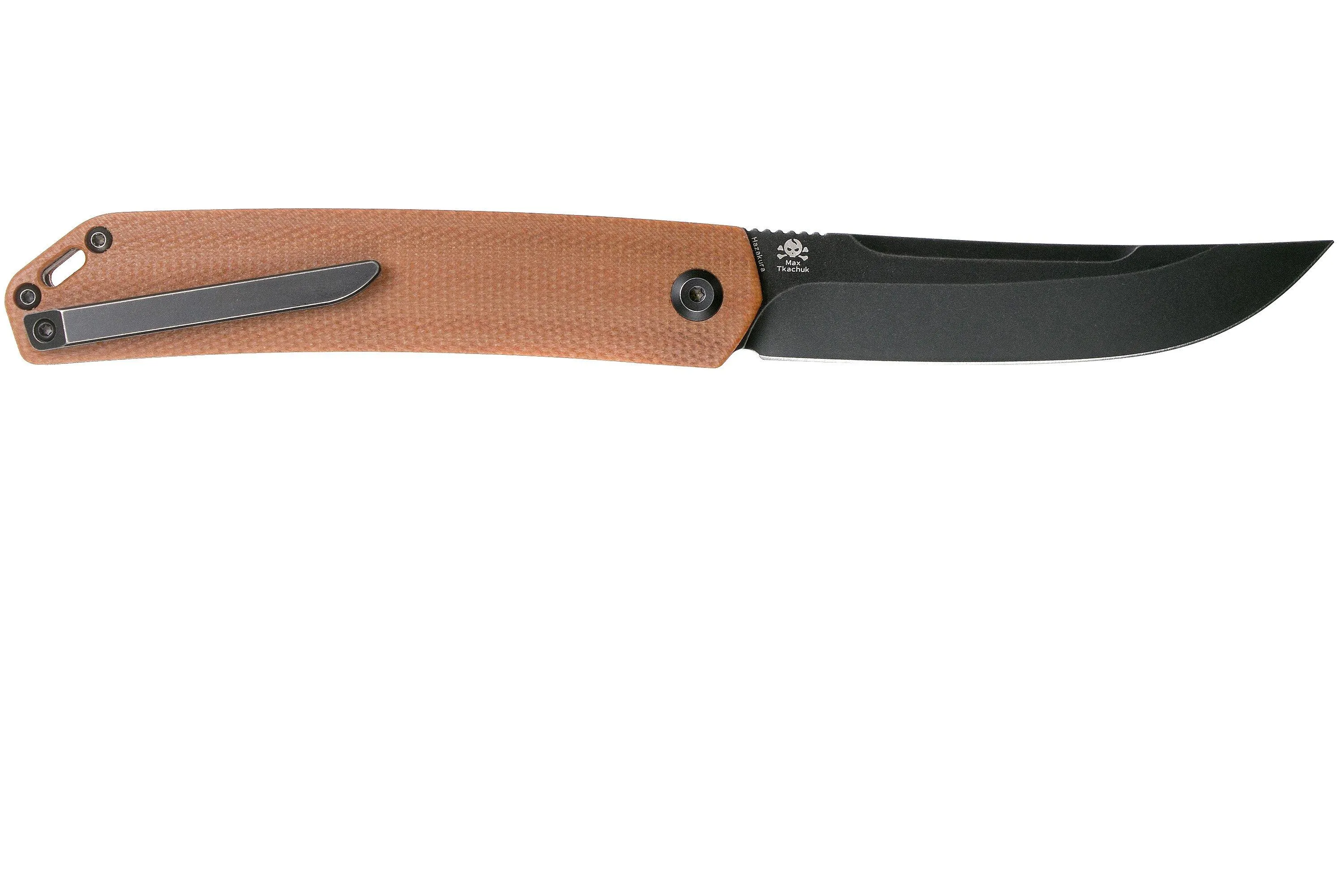 Kansept Hazakura T1019C5 Brown Micarta navaja, Max Tkachuk design
