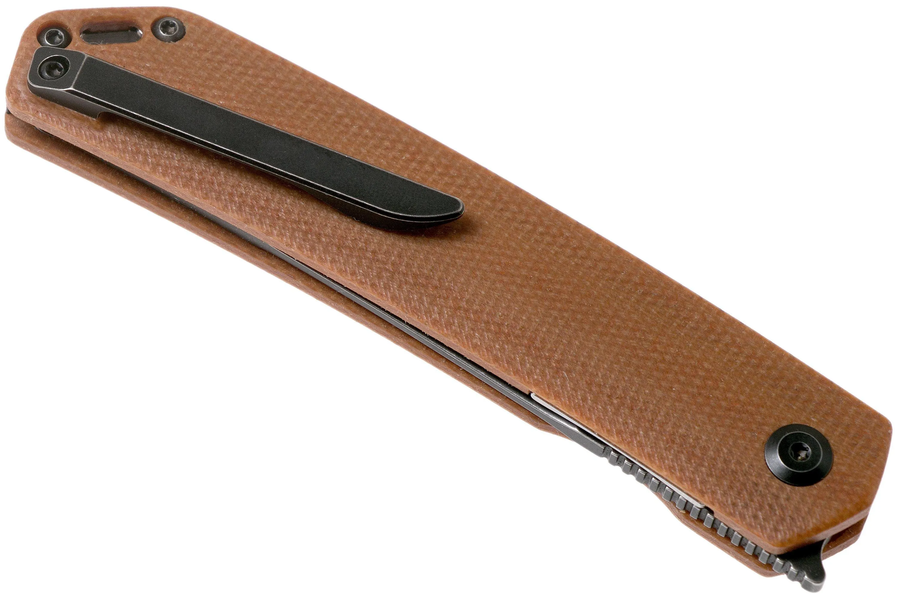 Kansept Hazakura T1019C5 Brown Micarta navaja, Max Tkachuk design