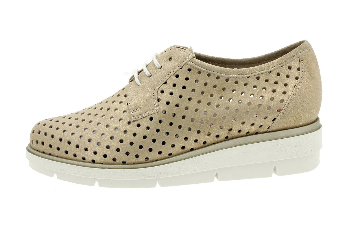 LACEUP SHOE BEIGE METAL SUEDE