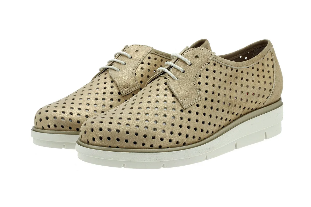 LACEUP SHOE BEIGE METAL SUEDE