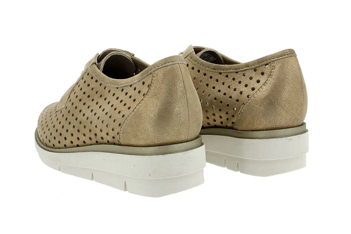 LACEUP SHOE BEIGE METAL SUEDE