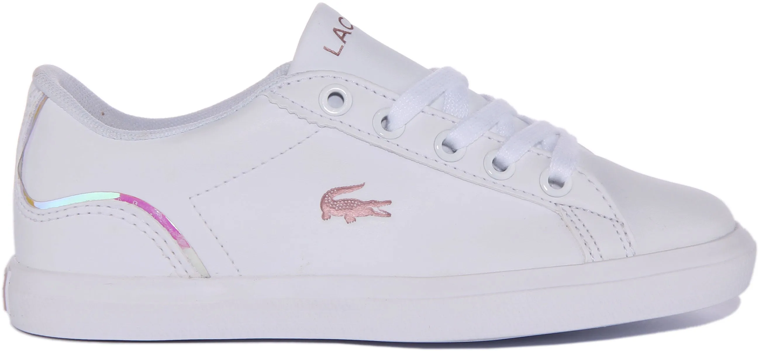 Lacoste Powercourt 222 Zapatillas de cuero con cordones para jóvenes en blanco
