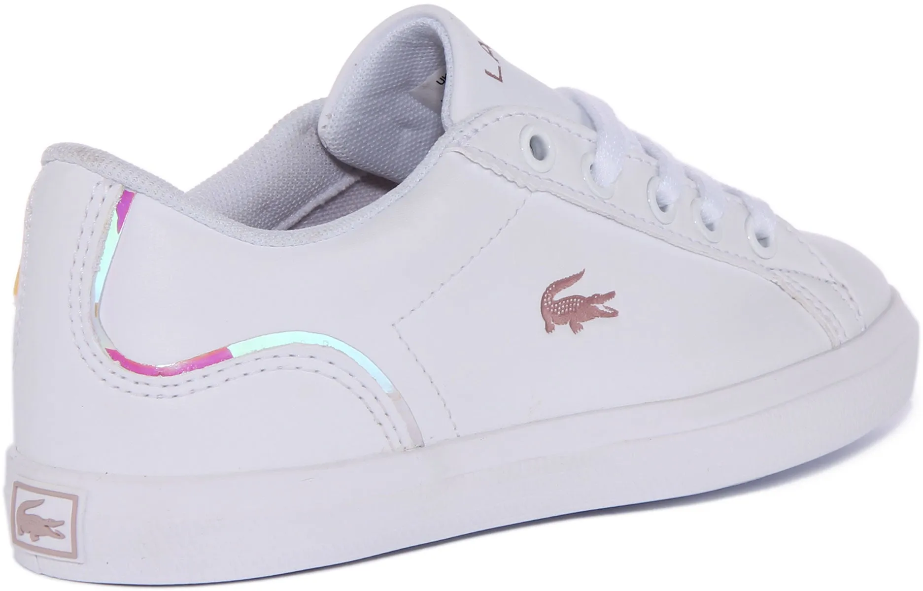Lacoste Powercourt 222 Zapatillas de cuero con cordones para jóvenes en blanco