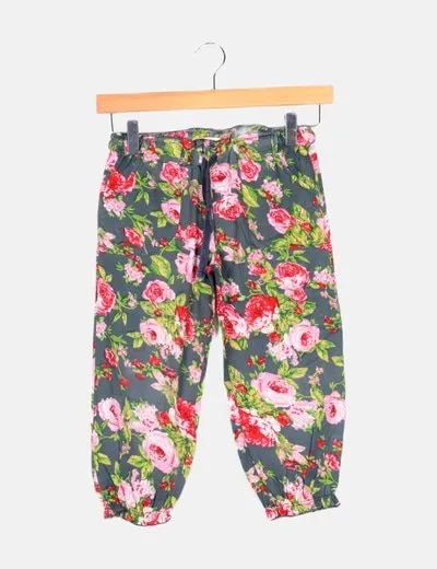 Lanidor Pantalón gris estampado floral