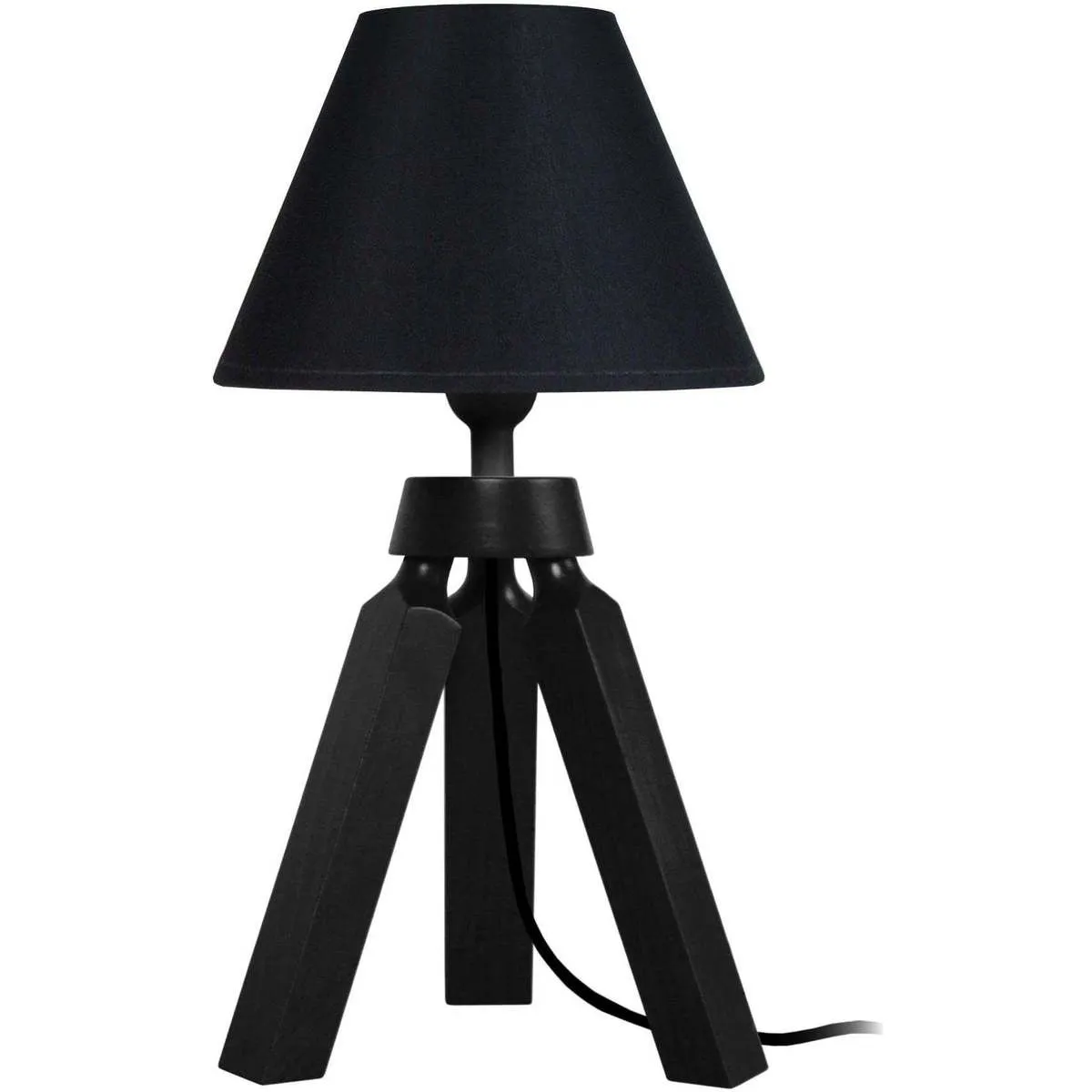 lámpara de noche redondo madera negro