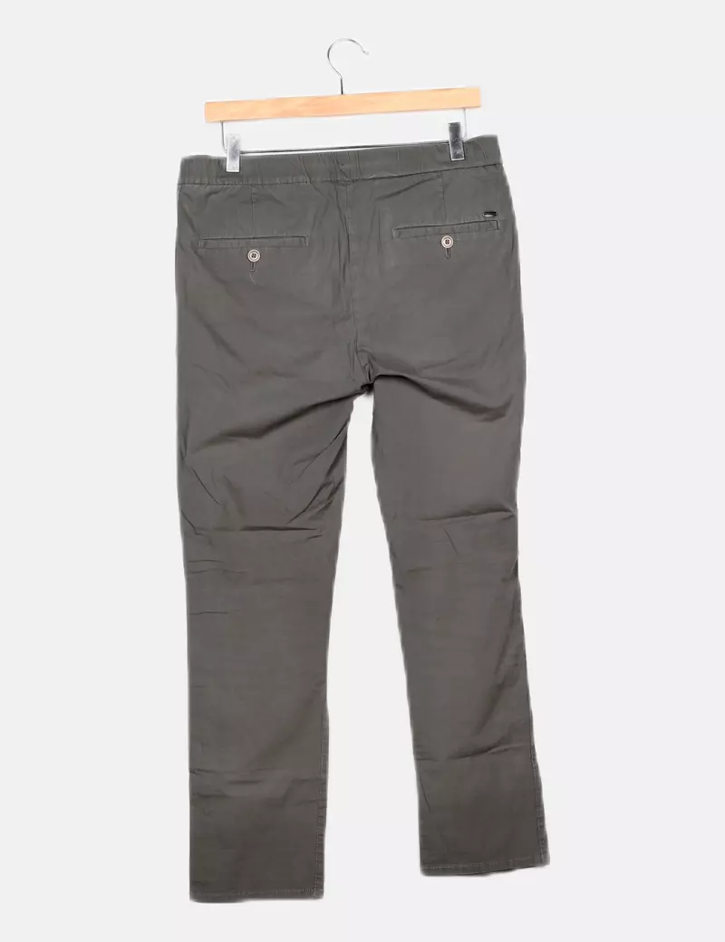 Mango Pantalón verde recto