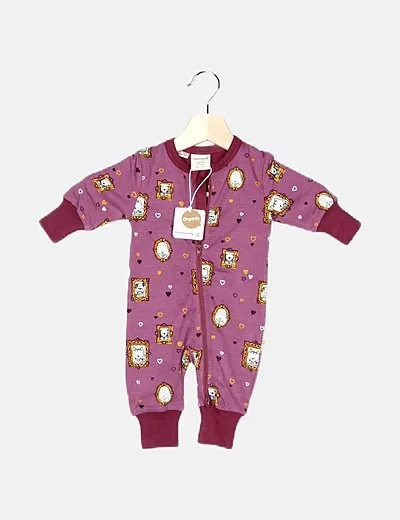 Maxomorra Pijama morado estampado con cremallera
