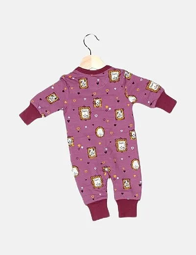 Maxomorra Pijama morado estampado con cremallera