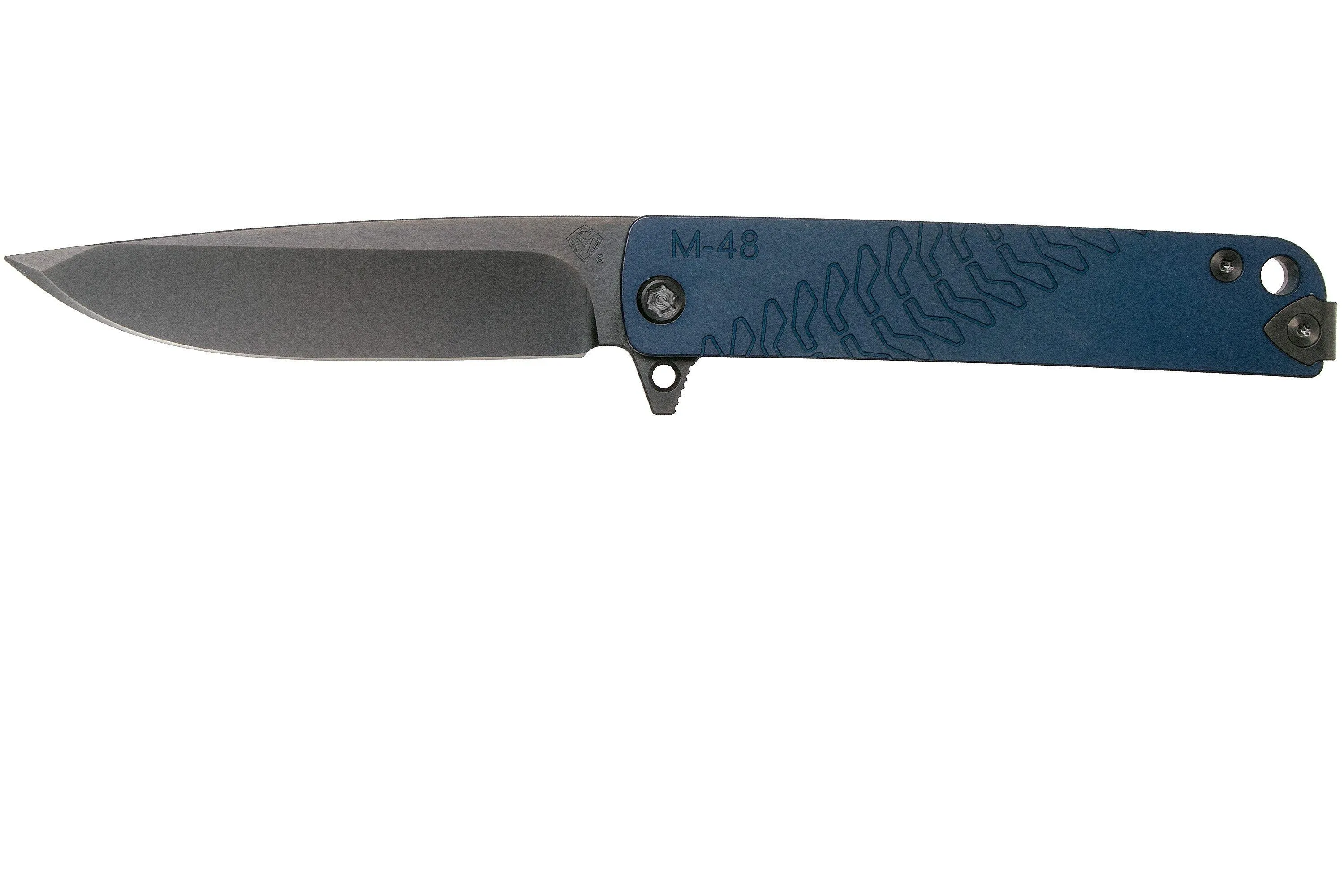 MEDFORD M48 S35VN, PVD BLADE, BLUE HANDLE, PVD HARDWARE NAVAJA