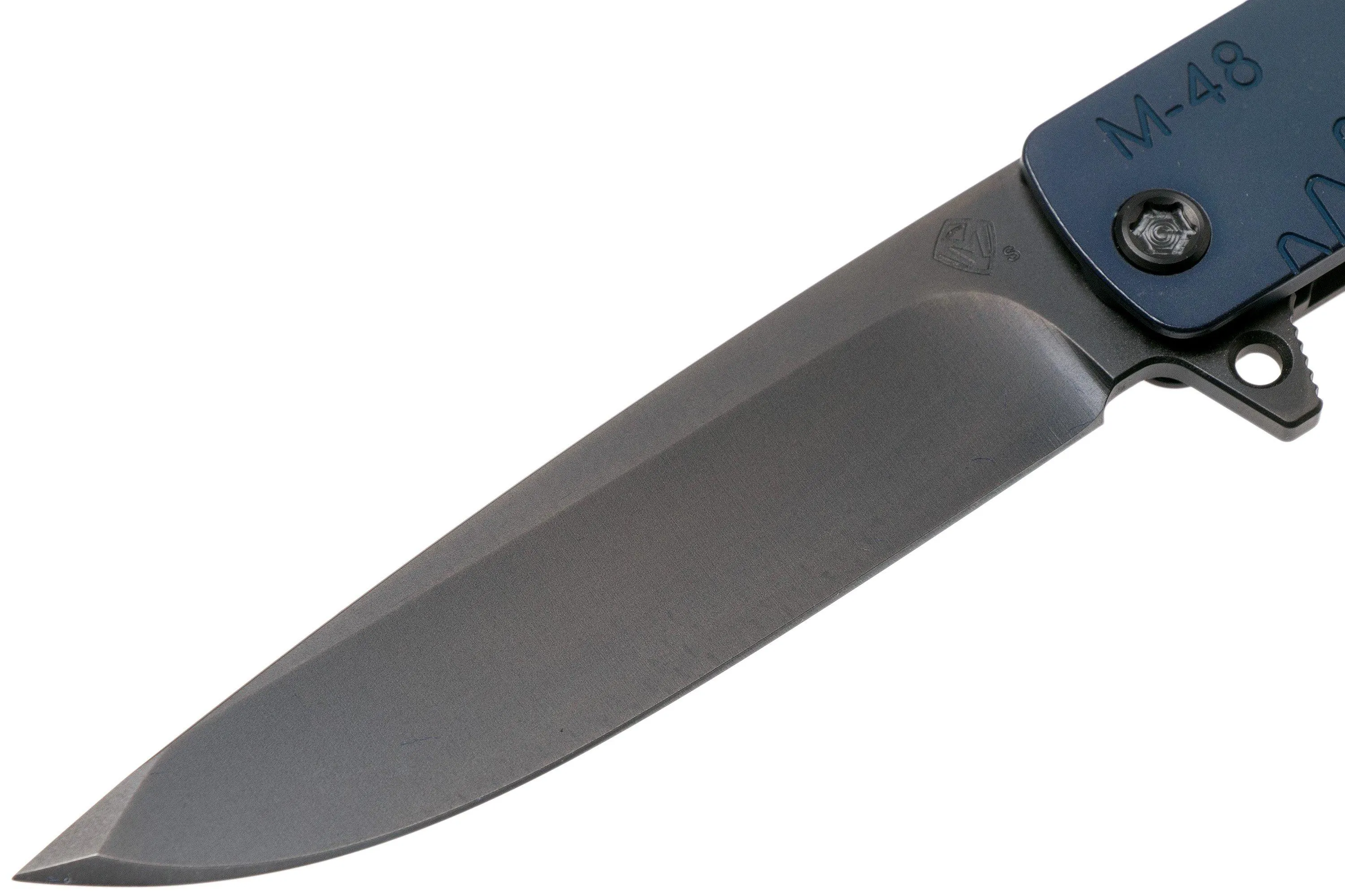 MEDFORD M48 S35VN, PVD BLADE, BLUE HANDLE, PVD HARDWARE NAVAJA