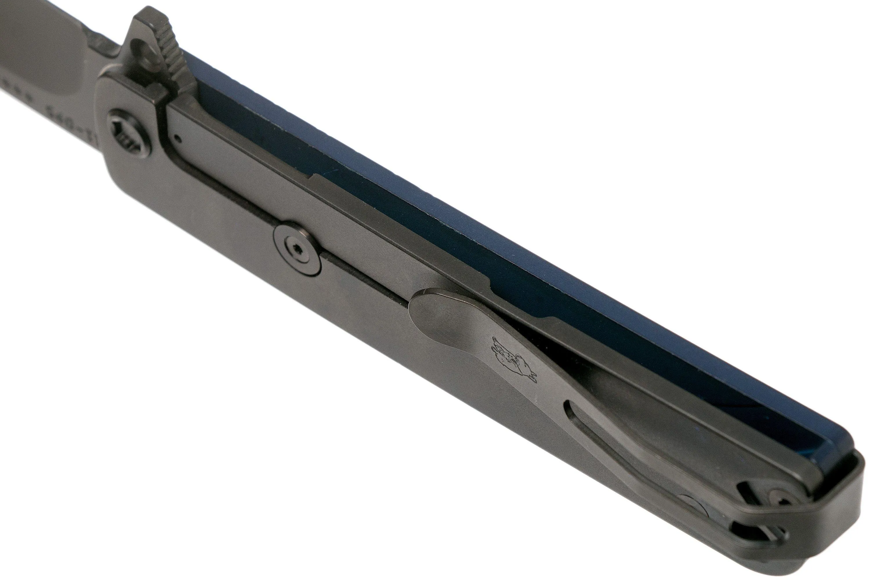 MEDFORD M48 S35VN, PVD BLADE, BLUE HANDLE, PVD HARDWARE NAVAJA