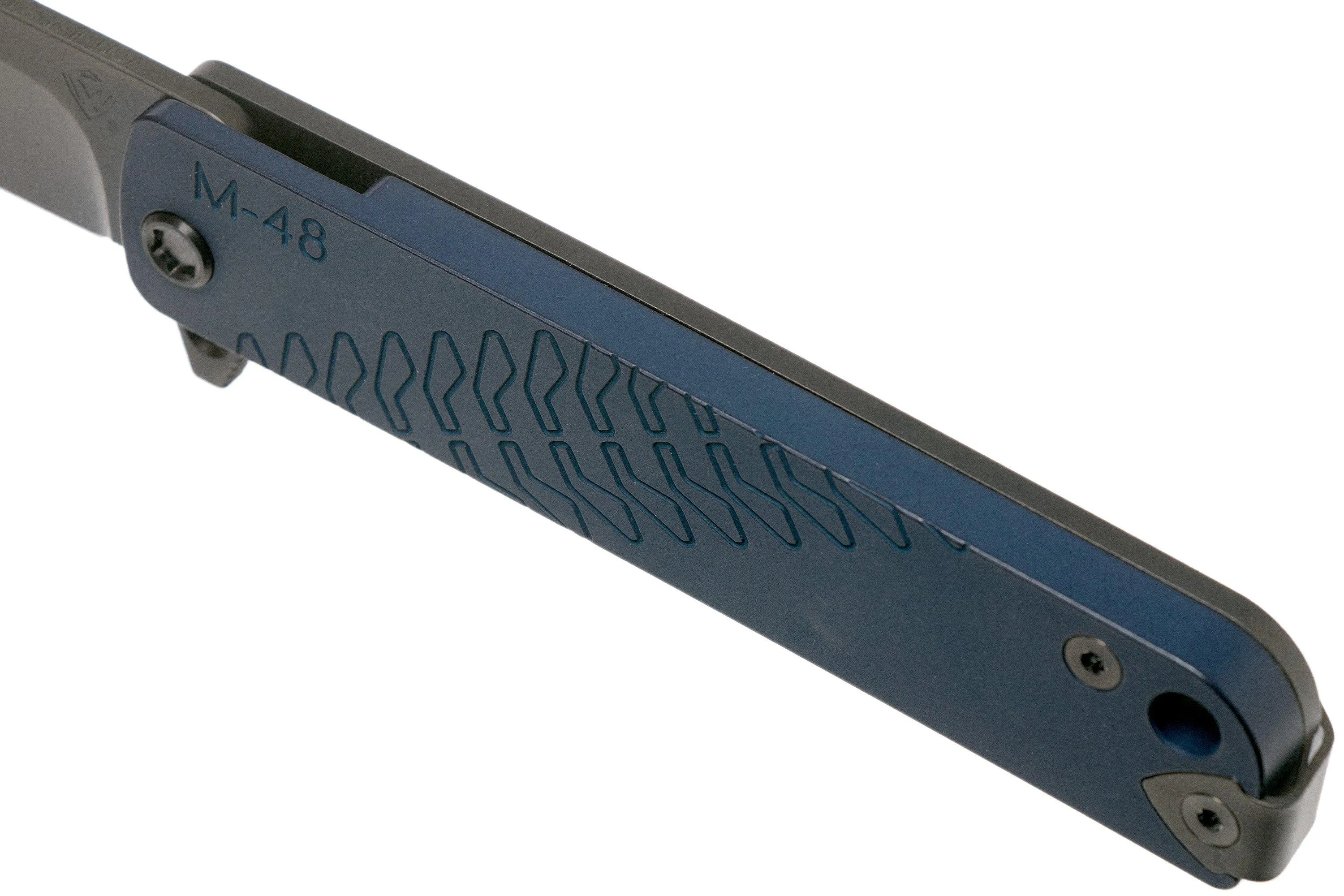 MEDFORD M48 S35VN, PVD BLADE, BLUE HANDLE, PVD HARDWARE NAVAJA