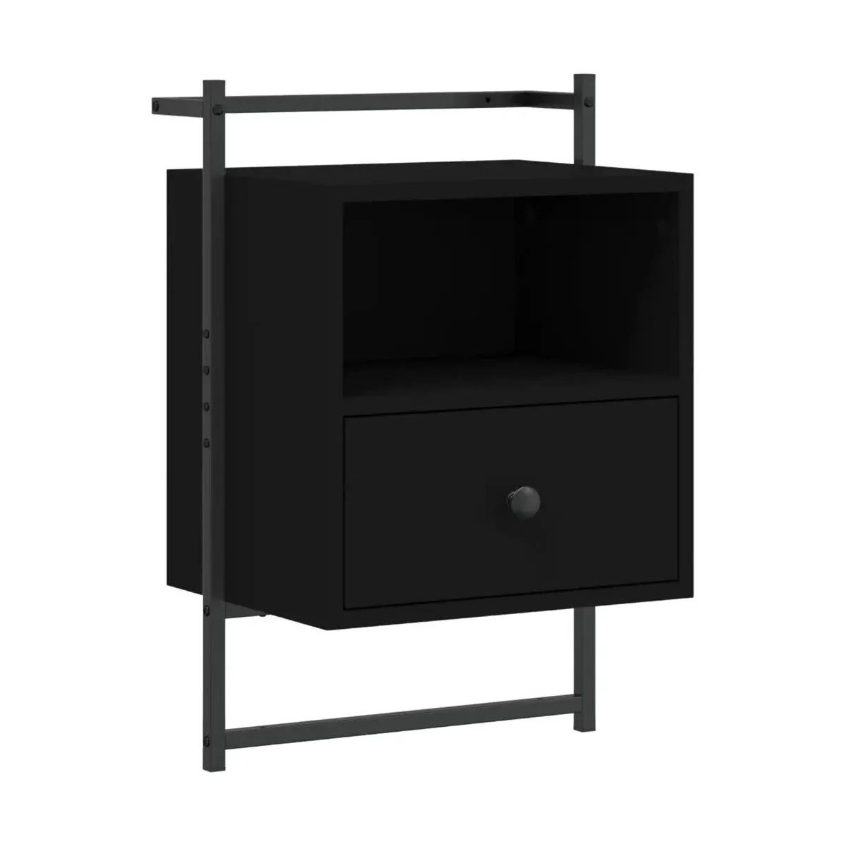 Mesita de noche de pared madera de ingeniería negra 40x30x61