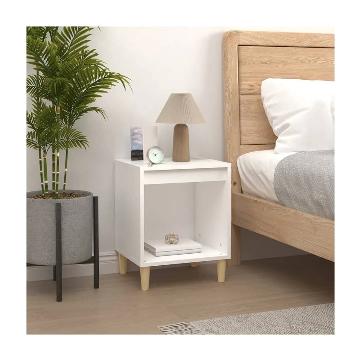 Mesita de noche madera contrachapada blanco 40x35x50 cm