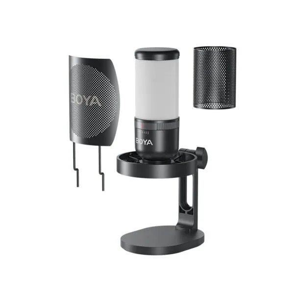 MICRóFONO BOYA BYK3 USB RGB SUPERCARDIOIDE CON... SOPORTE ANTIVIBRACIONES (2 ZONAS RGB)