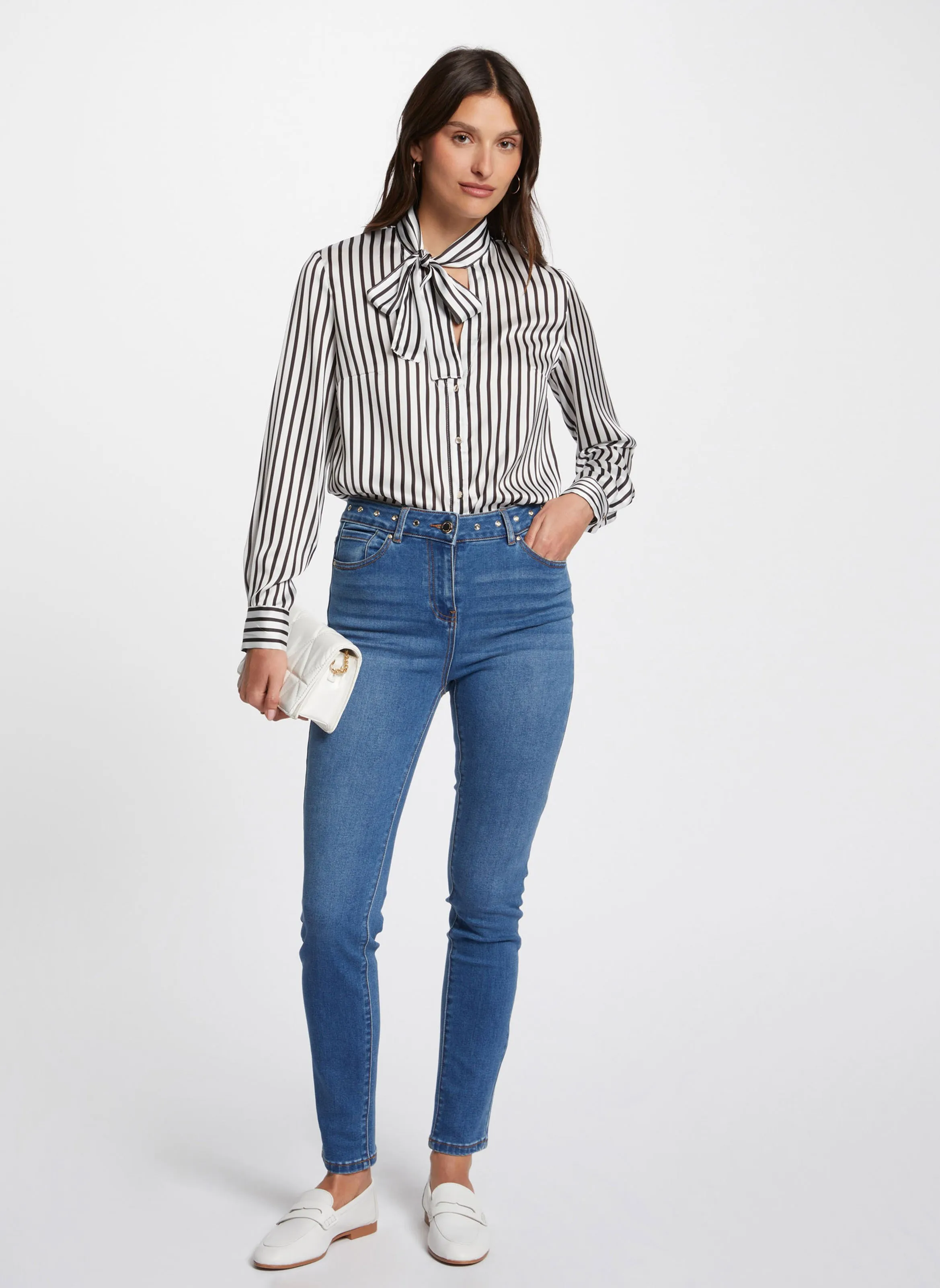 MORGAN PABLO  PANTALóN SLIM DE TALLE ALTO DE MEZCLA DE ALGODóN EN AZUL