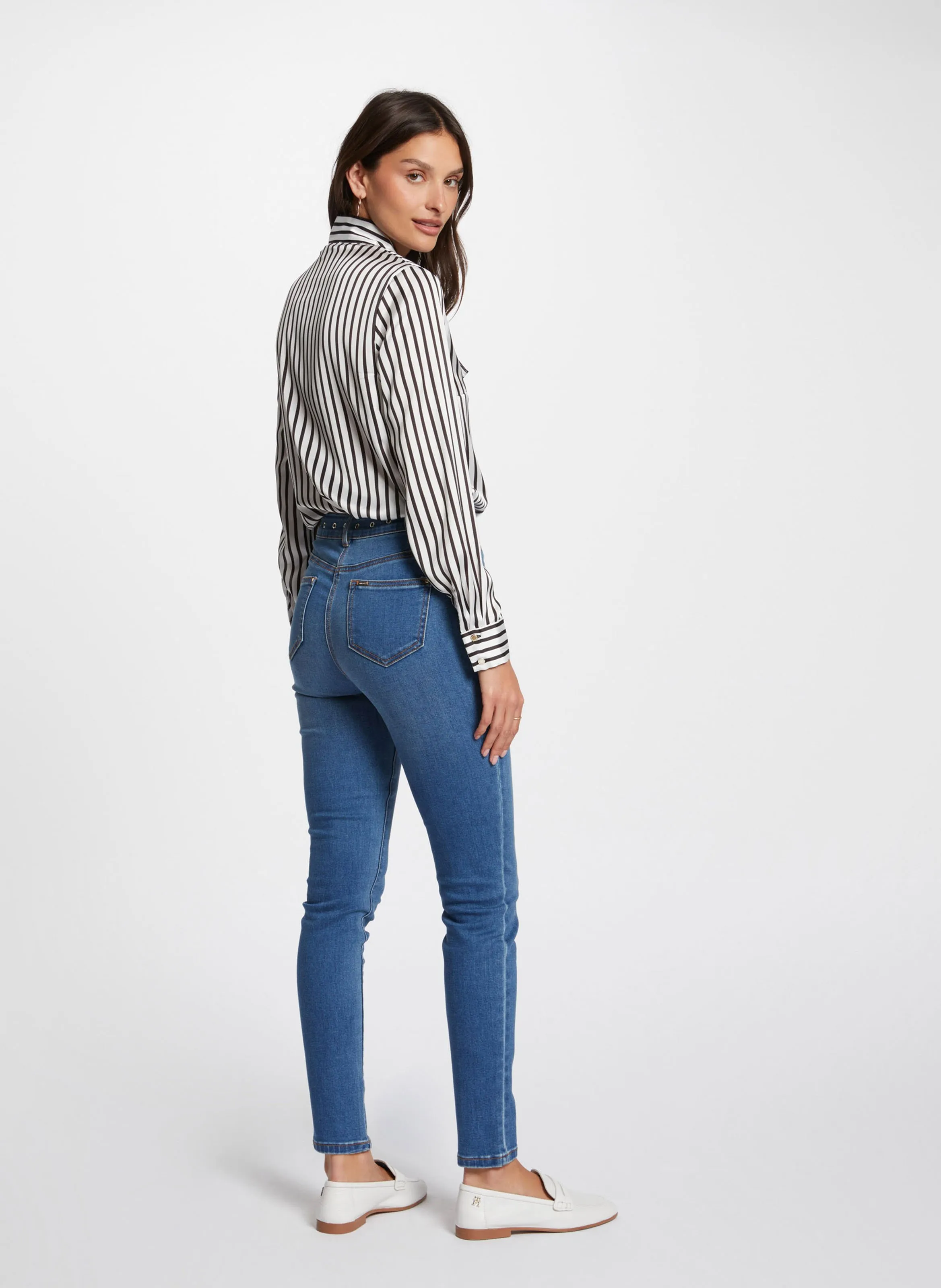 MORGAN PABLO  PANTALóN SLIM DE TALLE ALTO DE MEZCLA DE ALGODóN EN AZUL