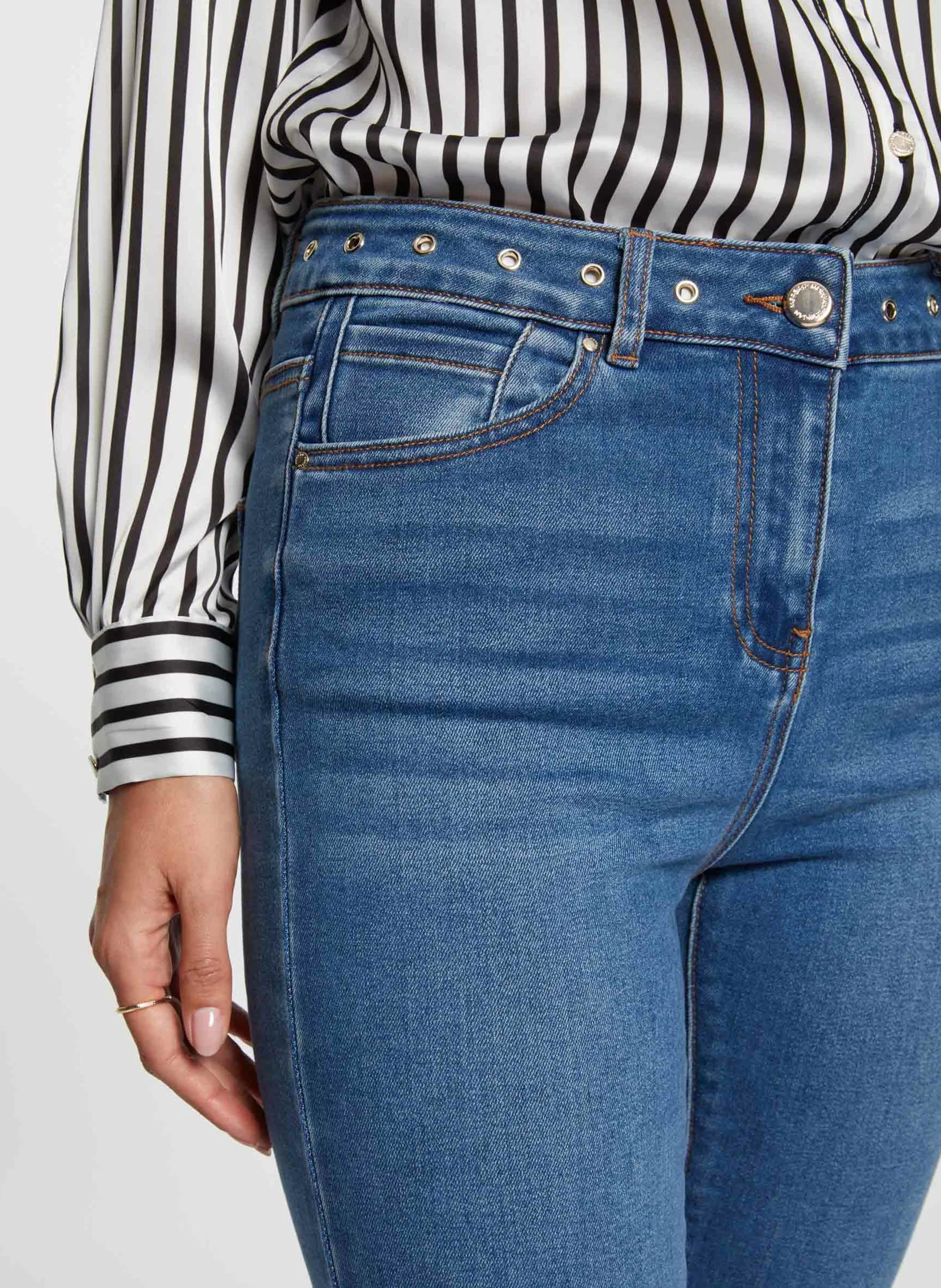 MORGAN PABLO  PANTALóN SLIM DE TALLE ALTO DE MEZCLA DE ALGODóN EN AZUL