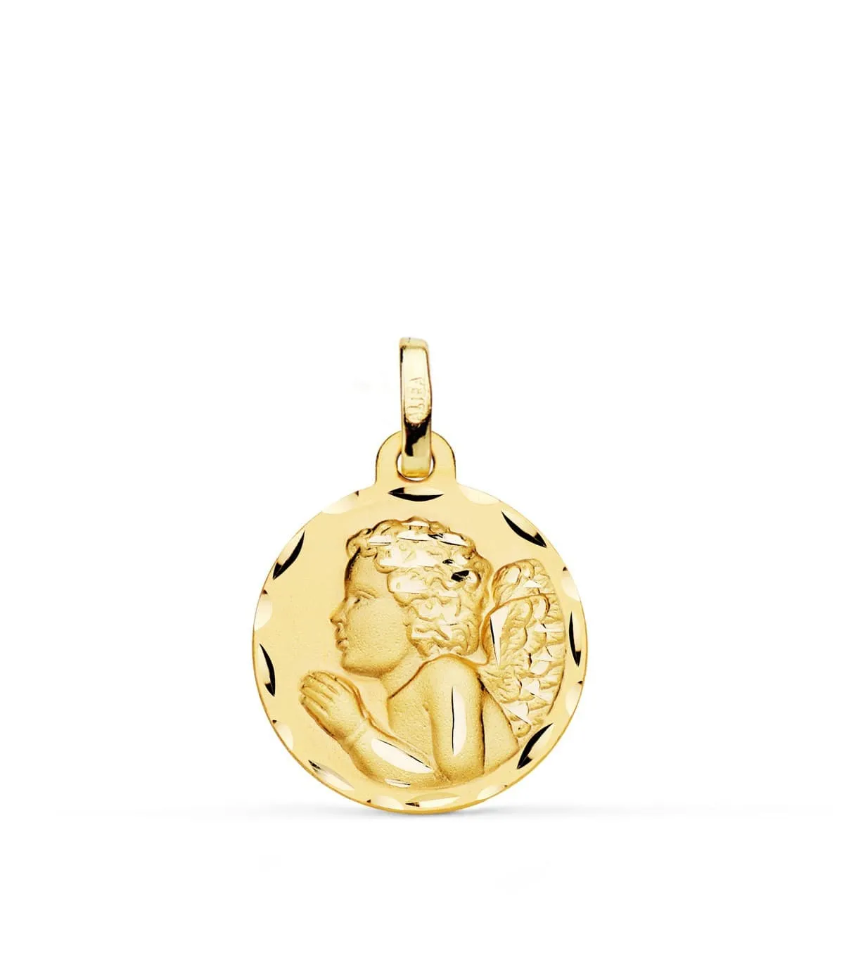 Médaille Ange en Prière Or 18K Facetté 18mm