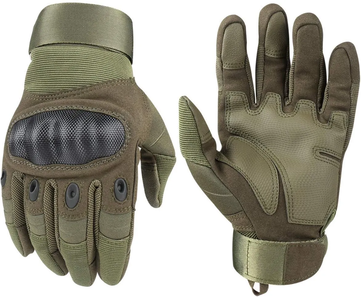 Nioslier Outdoor Joint Protection Gloves Rubber Hard Knuckle Full Finger Touch Screen Gloves for Men & Women Cycling Motorcycle 