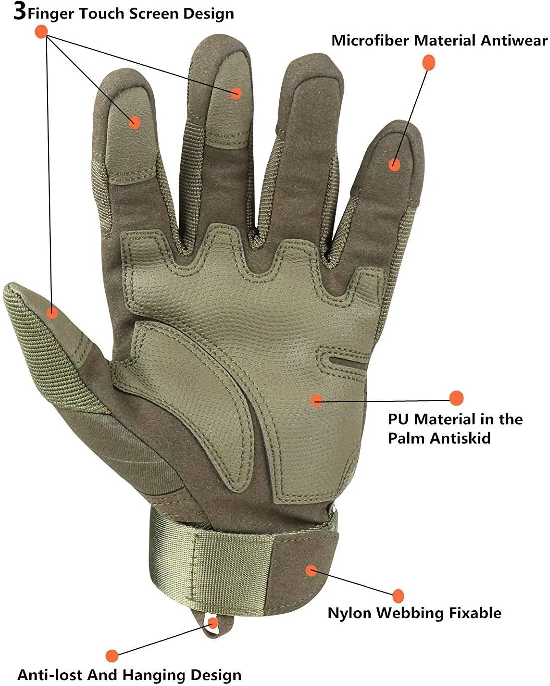 Nioslier Outdoor Joint Protection Gloves Rubber Hard Knuckle Full Finger Touch Screen Gloves for Men & Women Cycling Motorcycle 
