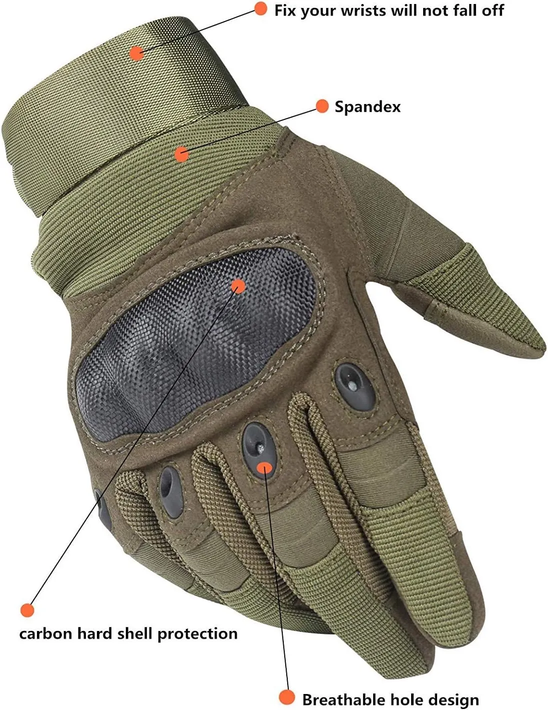 Nioslier Outdoor Joint Protection Gloves Rubber Hard Knuckle Full Finger Touch Screen Gloves for Men & Women Cycling Motorcycle 