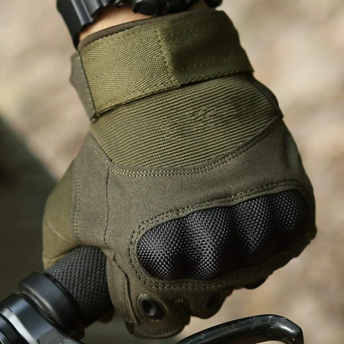 Nioslier Outdoor Joint Protection Gloves Rubber Hard Knuckle Full Finger Touch Screen Gloves for Men & Women Cycling Motorcycle 