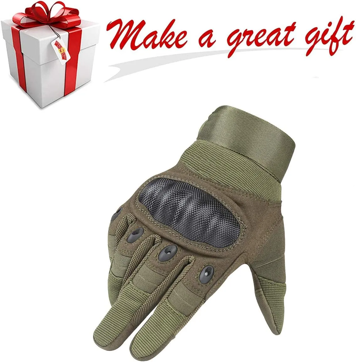 Nioslier Outdoor Joint Protection Gloves Rubber Hard Knuckle Full Finger Touch Screen Gloves for Men & Women Cycling Motorcycle 