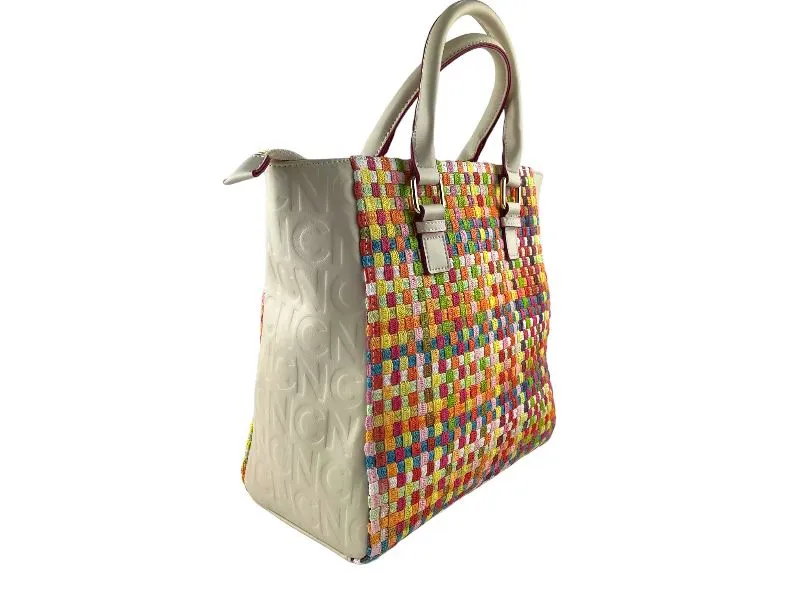 Noco | Bolso (Tote)de mano o colgar vegano ligero rafia trenzada multicolor Paris L