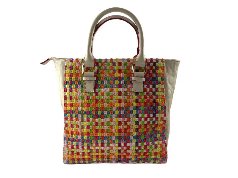 Noco | Bolso (Tote)de mano o colgar vegano ligero rafia trenzada multicolor Paris L