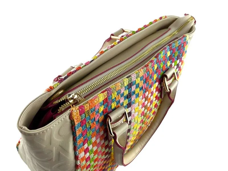 Noco | Bolso (Tote)de mano o colgar vegano ligero rafia trenzada multicolor Paris L