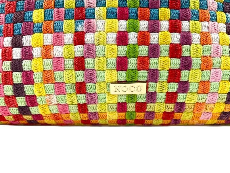 Noco | Bolso (Tote)de mano o colgar vegano ligero rafia trenzada multicolor Paris L