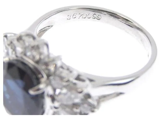 Otras joyas & Other Stories Diseño antiguo platino pt850 Anillo con 3.67ct zafiro y 0.99ct diamantes cuerpo a cuerpo, tamaño