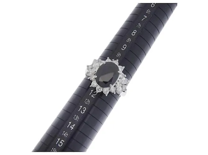 Otras joyas & Other Stories Diseño antiguo platino pt850 Anillo con 3.67ct zafiro y 0.99ct diamantes cuerpo a cuerpo, tamaño