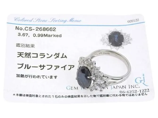 Otras joyas & Other Stories Diseño antiguo platino pt850 Anillo con 3.67ct zafiro y 0.99ct diamantes cuerpo a cuerpo, tamaño
