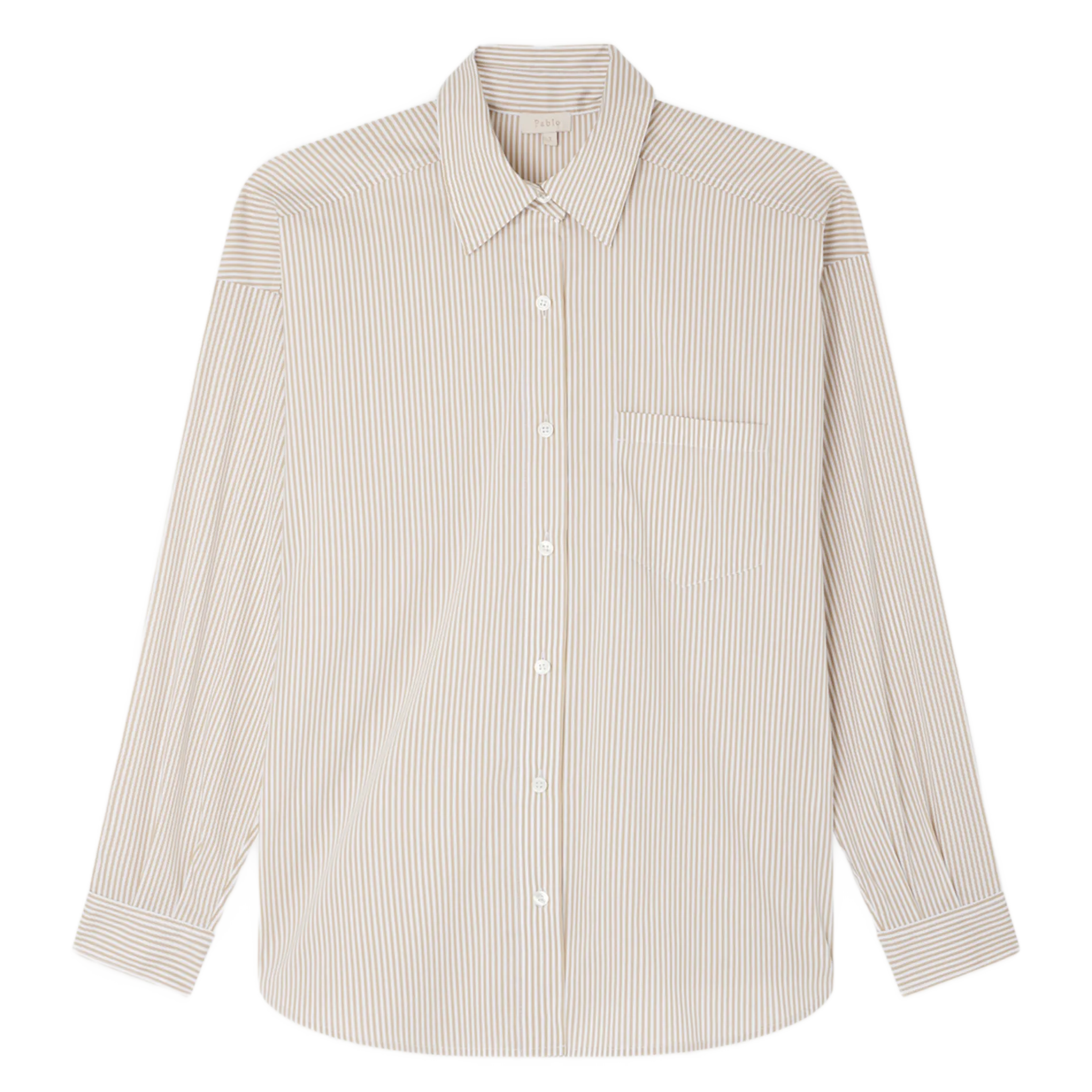 PABLO BELMARIE  CAMISA RECTA DE MEZCLA DE ALGODóN CON CUELLO CLáSICO EN MARRON