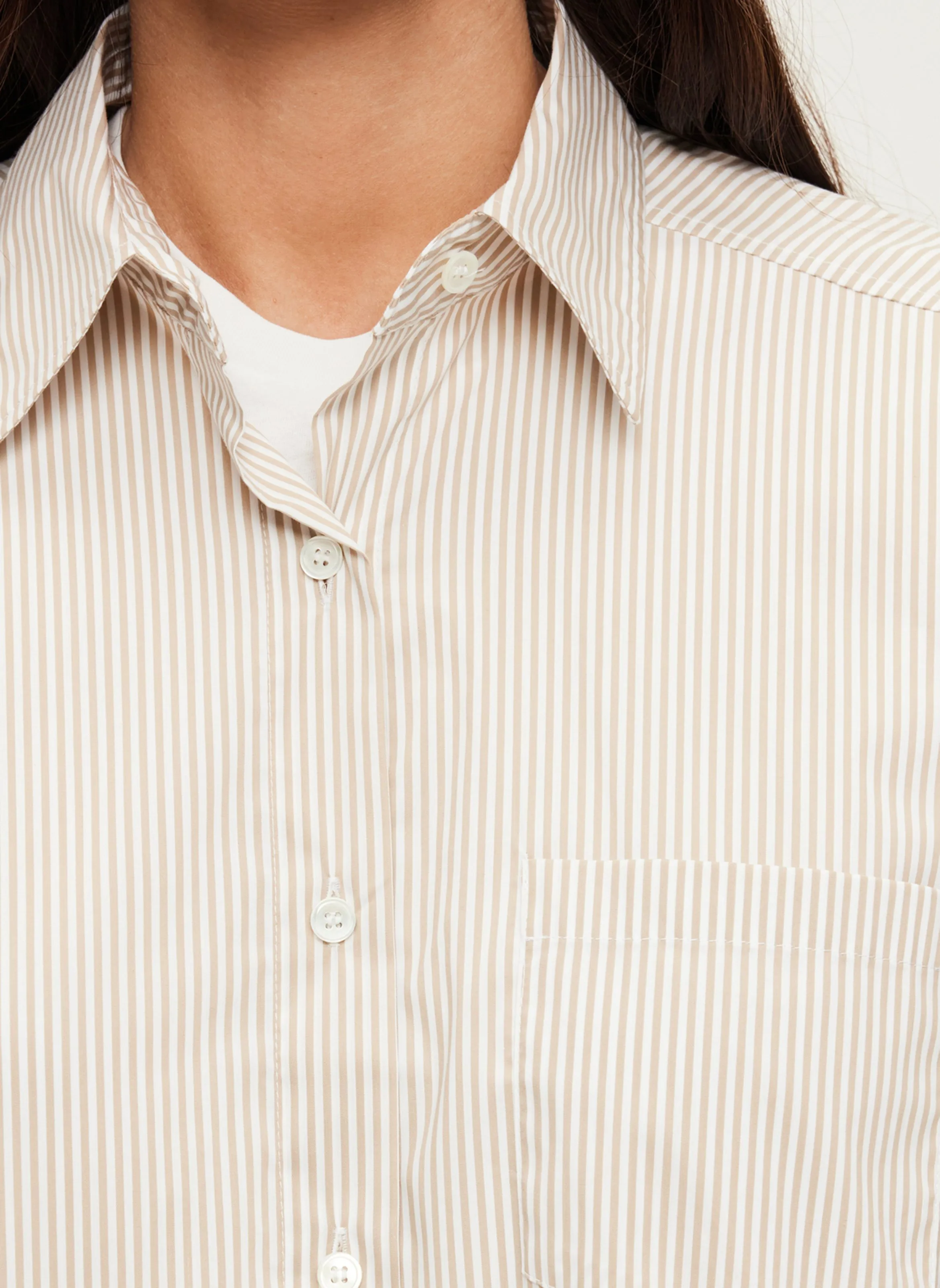PABLO BELMARIE  CAMISA RECTA DE MEZCLA DE ALGODóN CON CUELLO CLáSICO EN MARRON