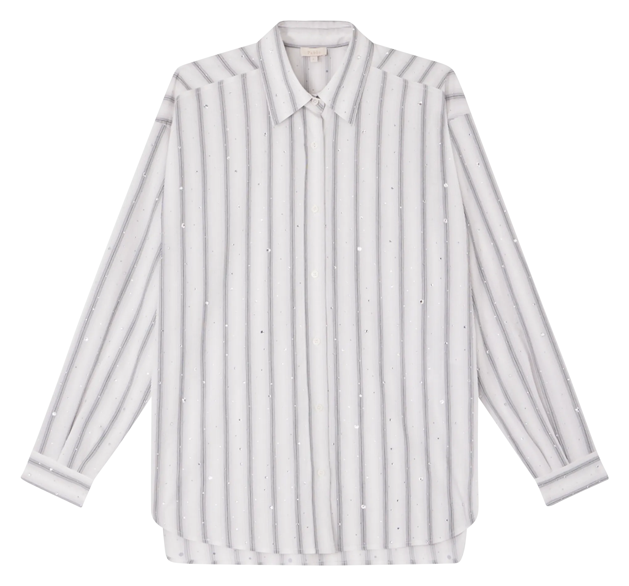 PABLO BENOITE  CAMISA A RAYAS CON STRASS DE ALGODóN MEZCLADO EN GRIS