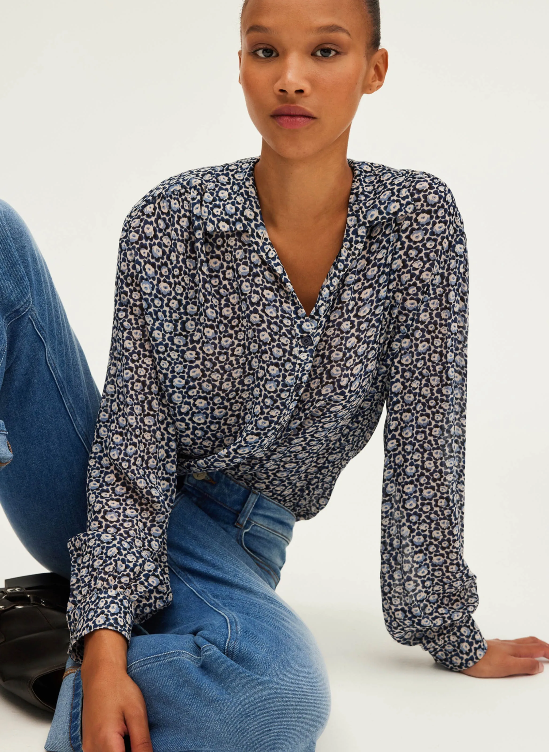 PABLO BRAILLE  CAMISA HOLGADA ESTAMPADA EN AZUL