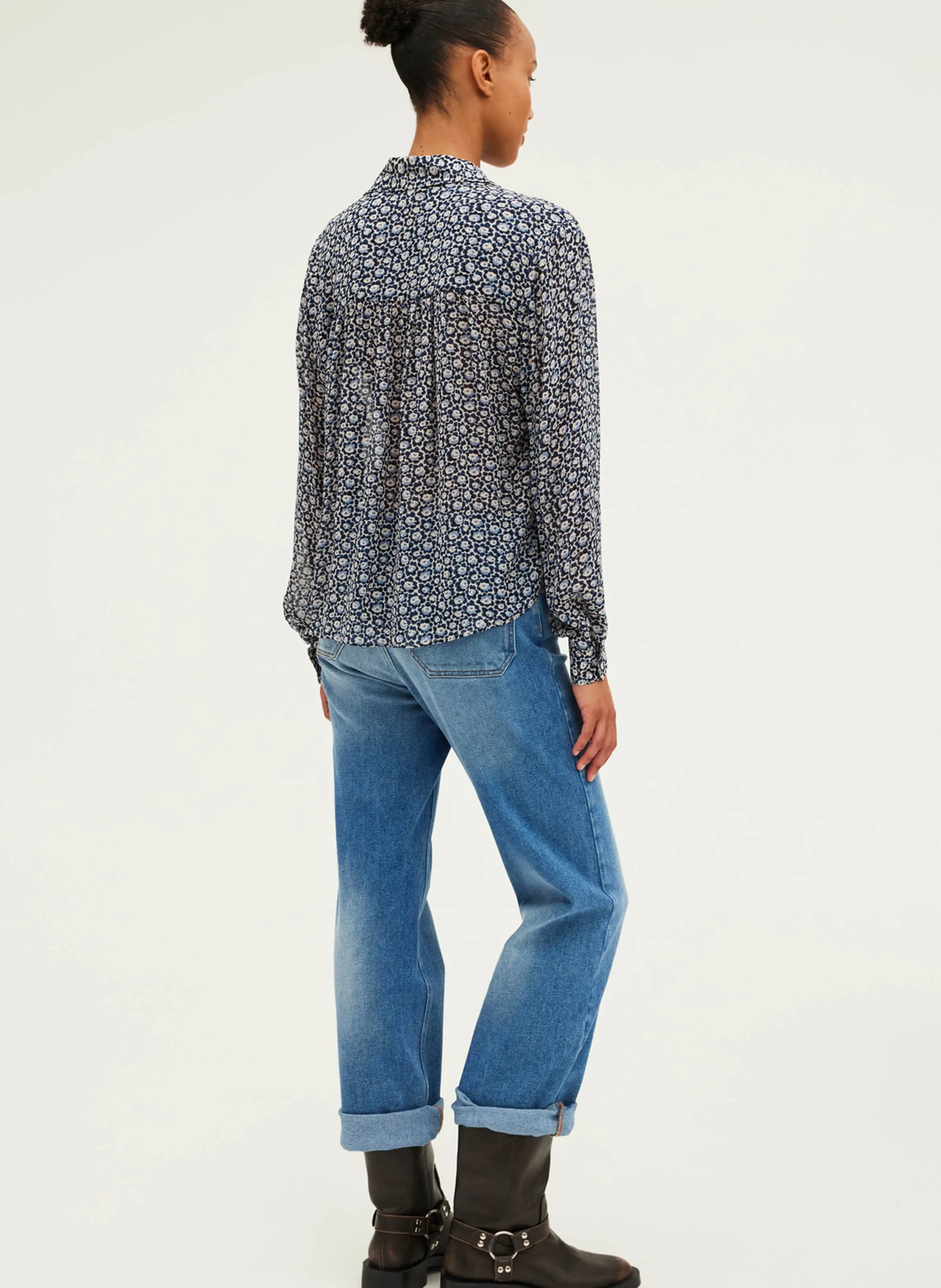 PABLO BRAILLE  CAMISA HOLGADA ESTAMPADA EN AZUL