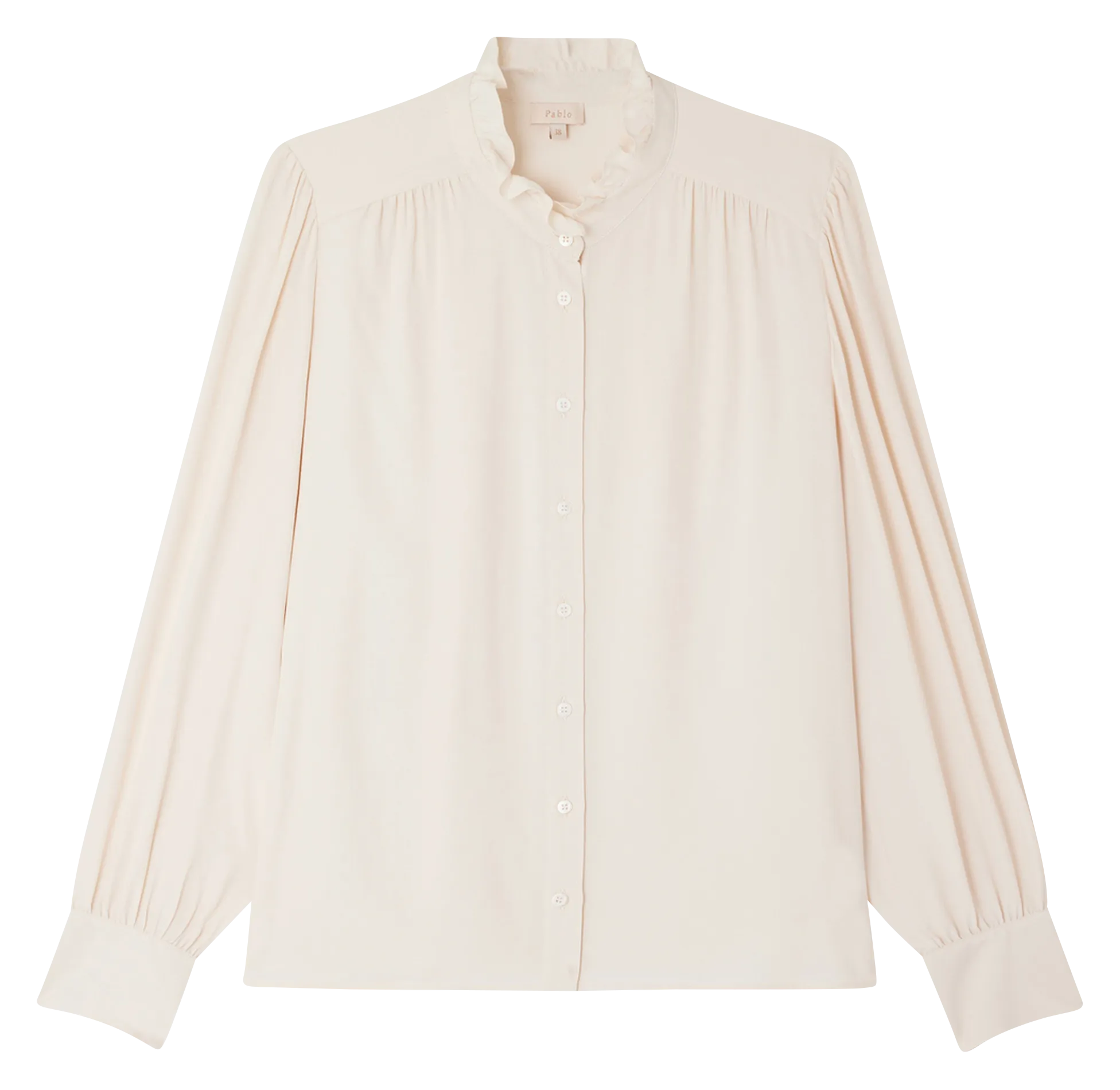 PABLO BRUNHILDE  CAMISA FLUIDA RECTA CUELLO ALTO EN BEIGE